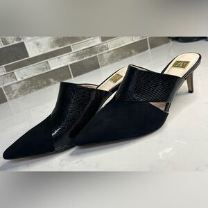 Louise-art-Cie women’s Jelisa Mule Size 8 Black suede Pointed kitten Heel Dressy